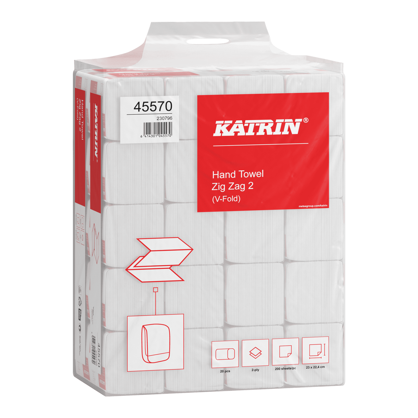KATRIN Hand Towel Zig Zag 2, V Fold Handtuchpapier in Folienverpackung