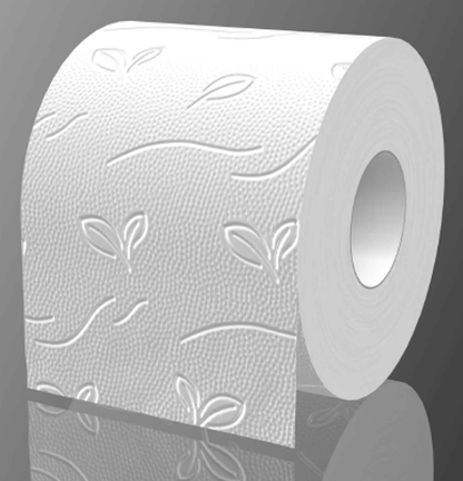 Freigestellte Rolle Toilettenpapier in Weiß