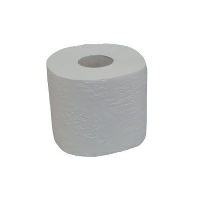 Weiße Toilettenpapierrolle mit geprägtem Muster, freigestellt