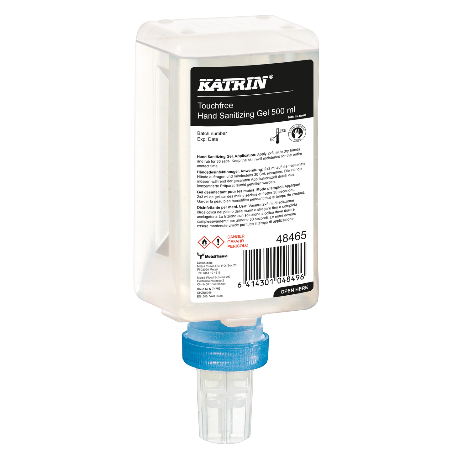 KATRIN Touchfree Hand Sanitizing Gel 500 ml Nachfüllkartusche