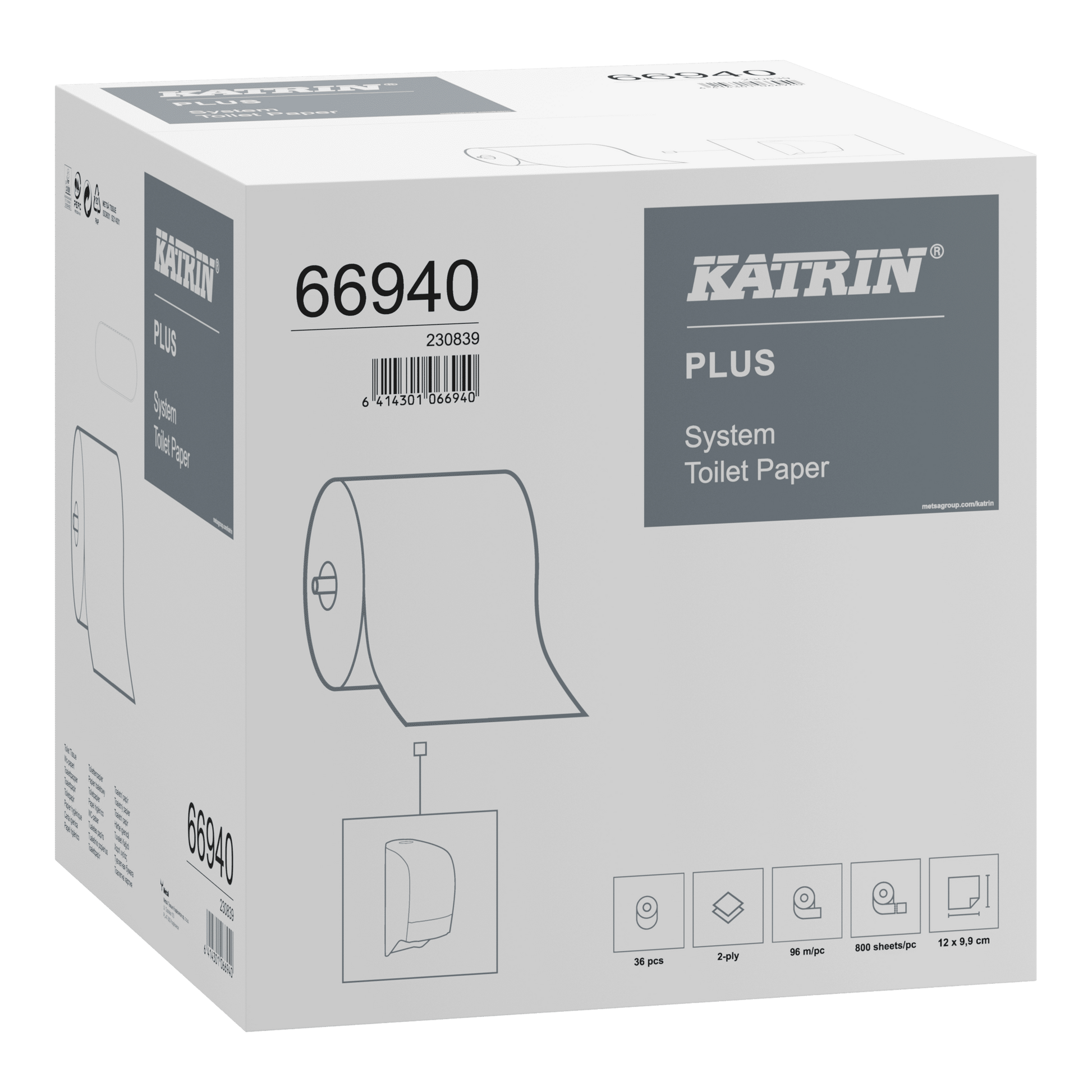KATRIN Plus System Toilettenpapier Großrolle, 2-lagig, Kartonverpackung