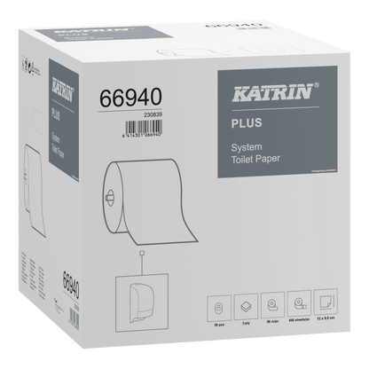 KATRIN Plus System Toilettenpapier Großrolle, 2-lagig, Kartonverpackung