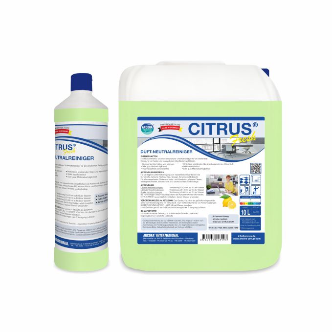 CITRUS Fresh Duft-Neutralreiniger in 1-Liter-Flasche und 10-Liter-Kanister