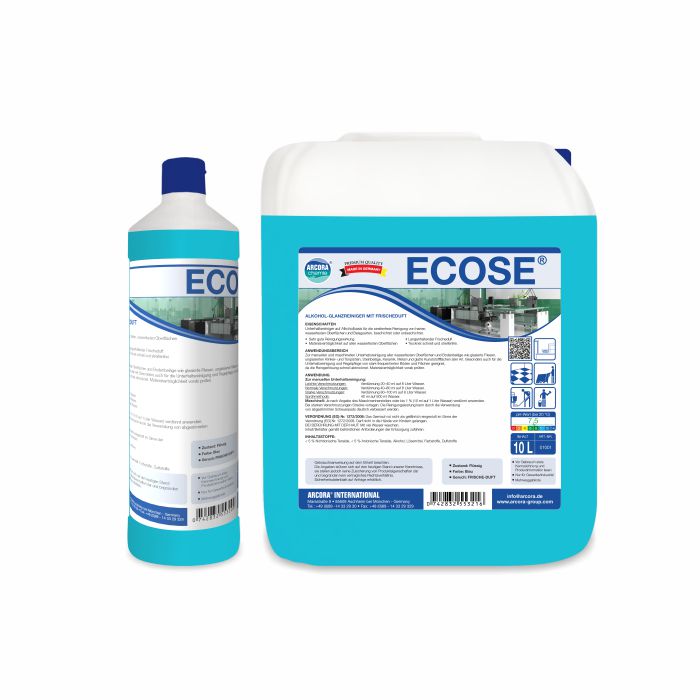 ECOSE Reinigungsmittel in 1-Liter-Flasche und 10-Liter-Kanister