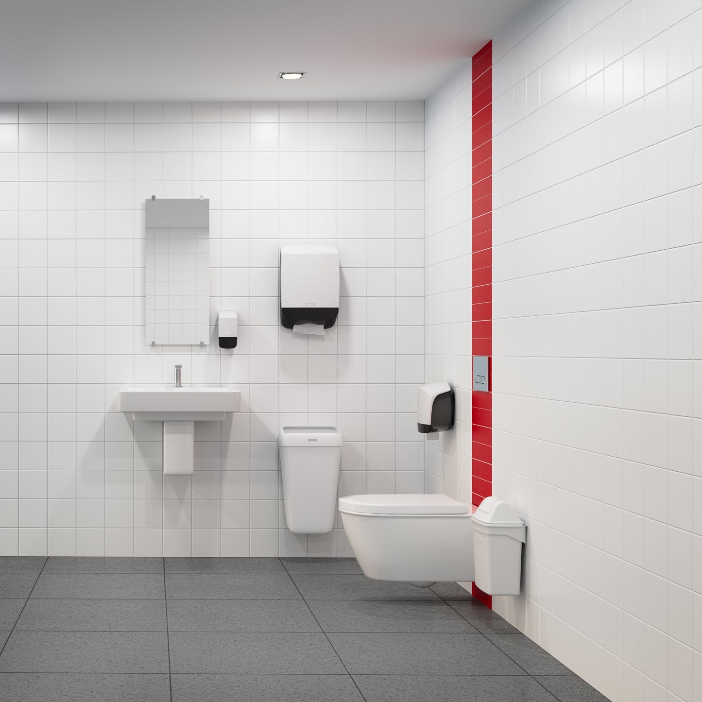 KATRIN Spendersysteme in Weiß für barrierefreie und hygienische Waschräume