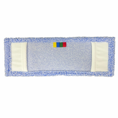 Blauer Mikrofaser-Flachmopp mit Klettstreifen, freigestellt