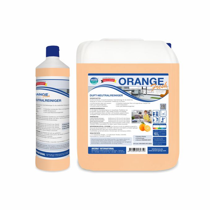 ORANGE Fresh Duft-Neutralreiniger in 1-Liter-Flasche und 10-Liter-Kanister