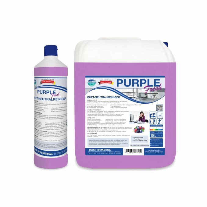 Purple Fresh Duft-Neutralreiniger in 1-Liter-Flasche und 10-Liter-Kanister
